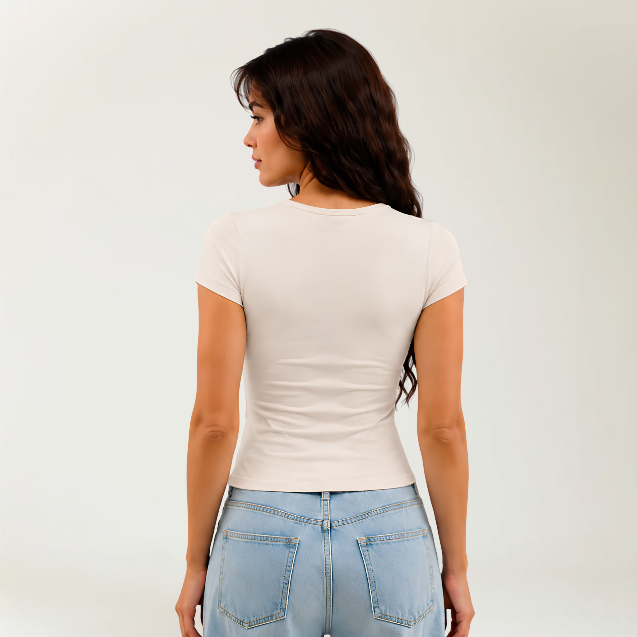 Short Sleeve Top In Beige