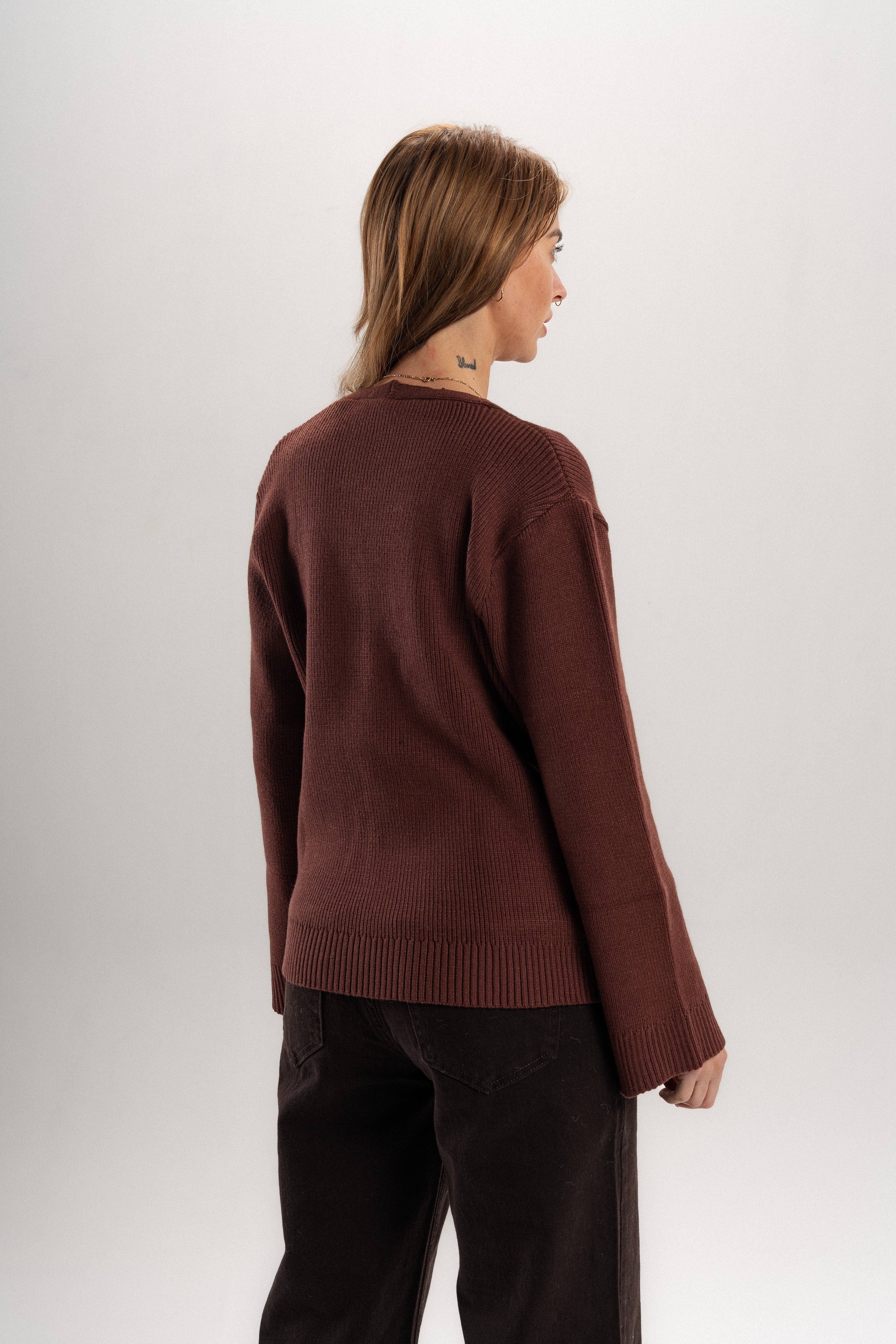 Nymeria Ribbed Cardigan In Espresso