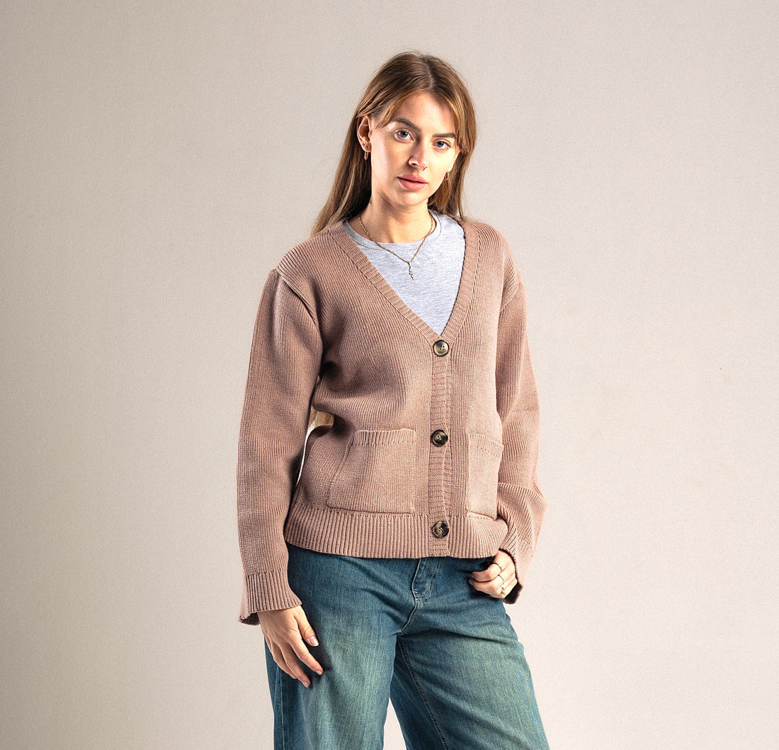 Nymeria Ribbed Cardigan in khaki