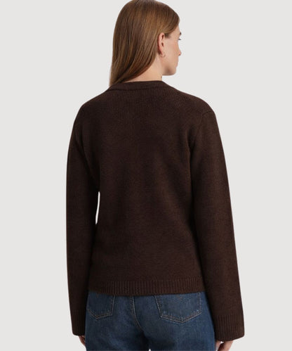 Nymeria Ribbed Cardigan In Espresso