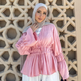 linen Blouse in baby pink
