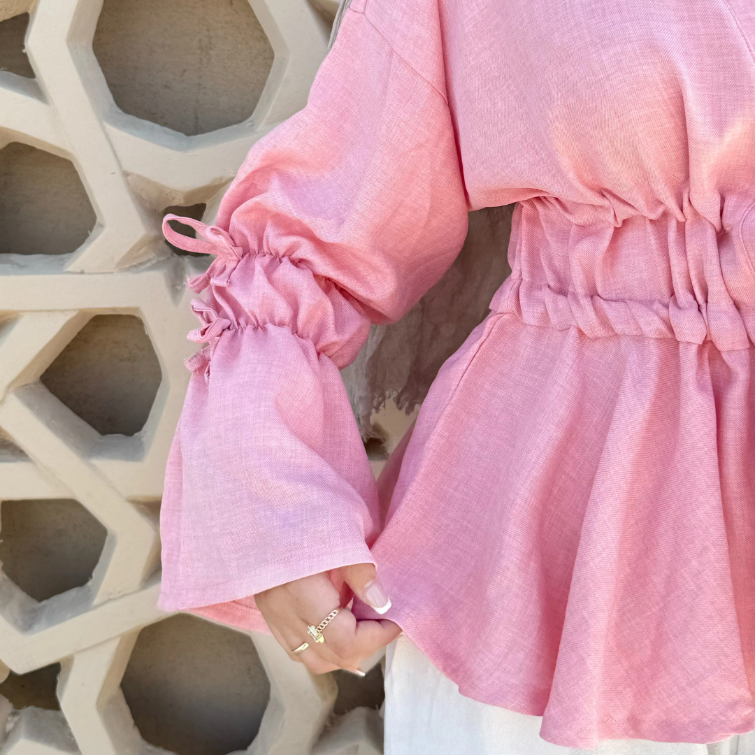 linen Blouse in baby pink