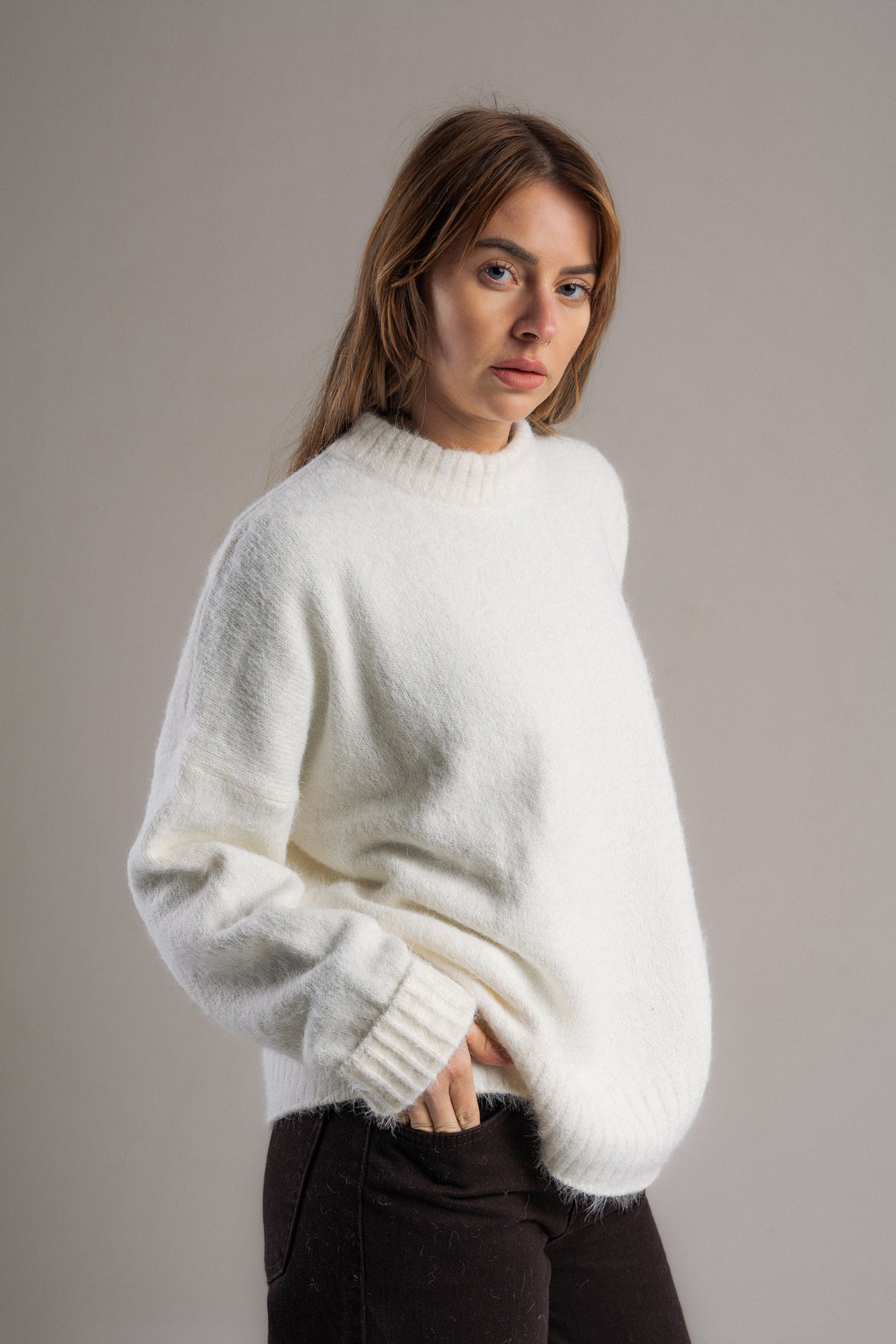 Mohair Crewneck In white