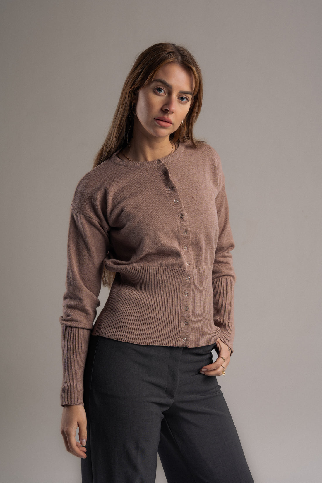 Odessa Cardigan in Taupe